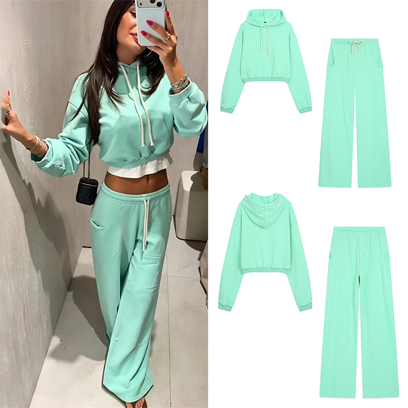 Women'S Fashion Sweatshirts - Guobioziy Dames Fluorescerende Crop Sweatshirt Set