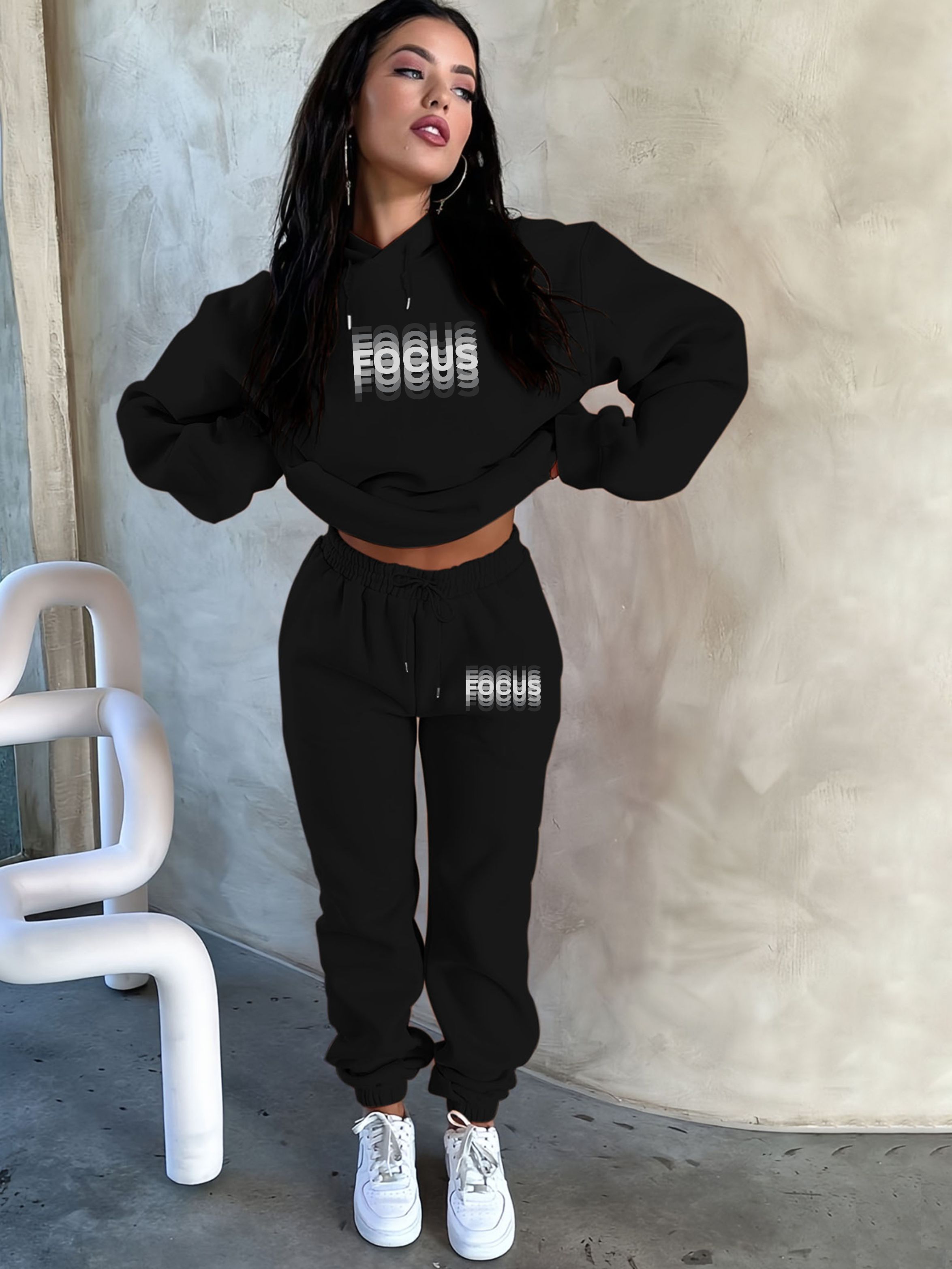 Women'S Fashion Sweatshirts - Dames winter warme fleece dikke 2-delige