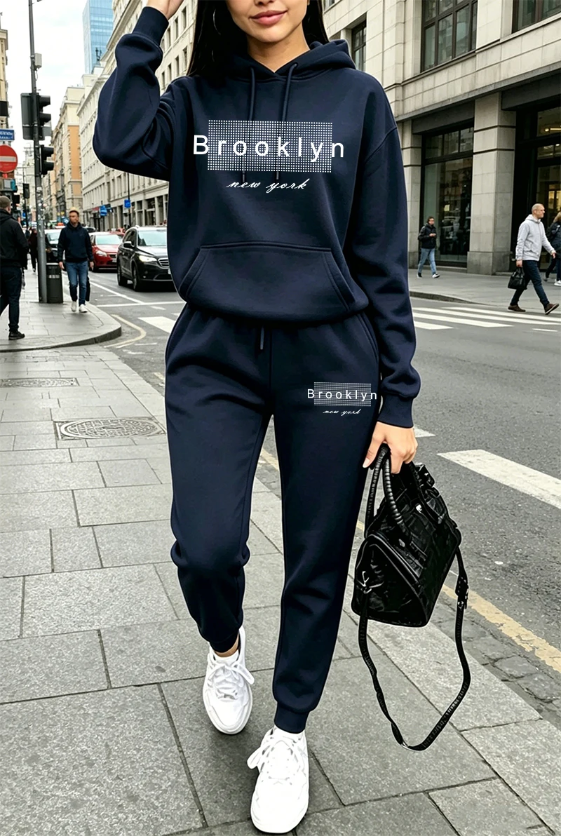 Women'S Fashion Sweatshirts - Dames trainingspak met print, casual hoodie,