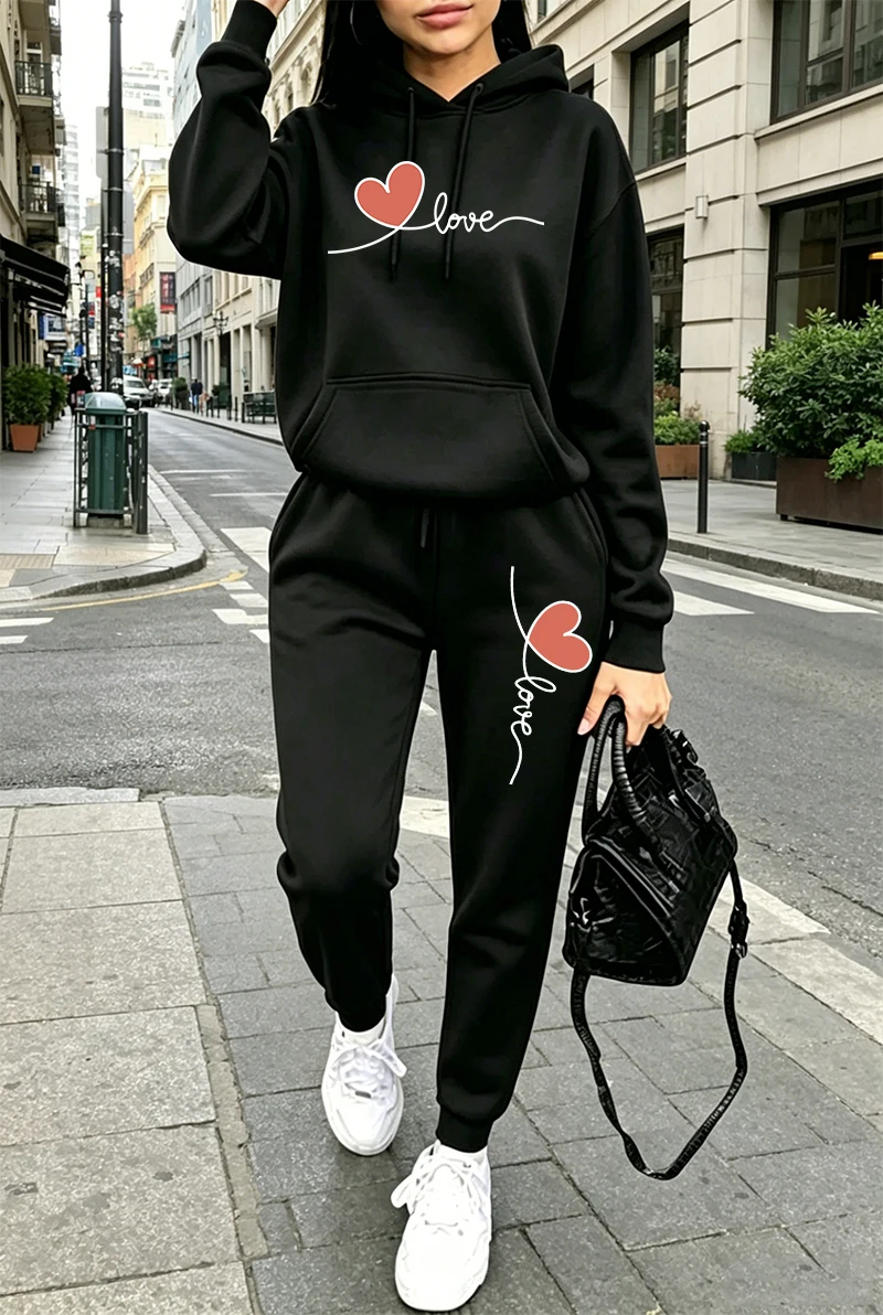 Women'S Fashion Sweatshirts - Dames trainingspak met print, casual, lange