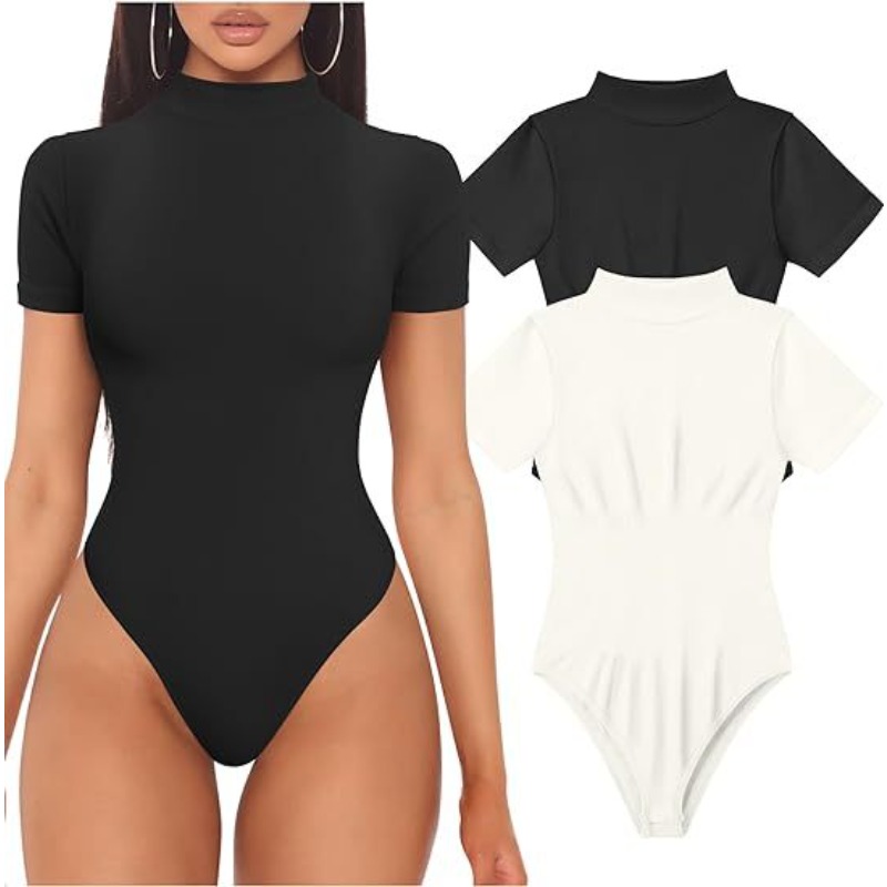 Turtleneck Bodysuit - Coltrui bodysuit met korte mouwen dames