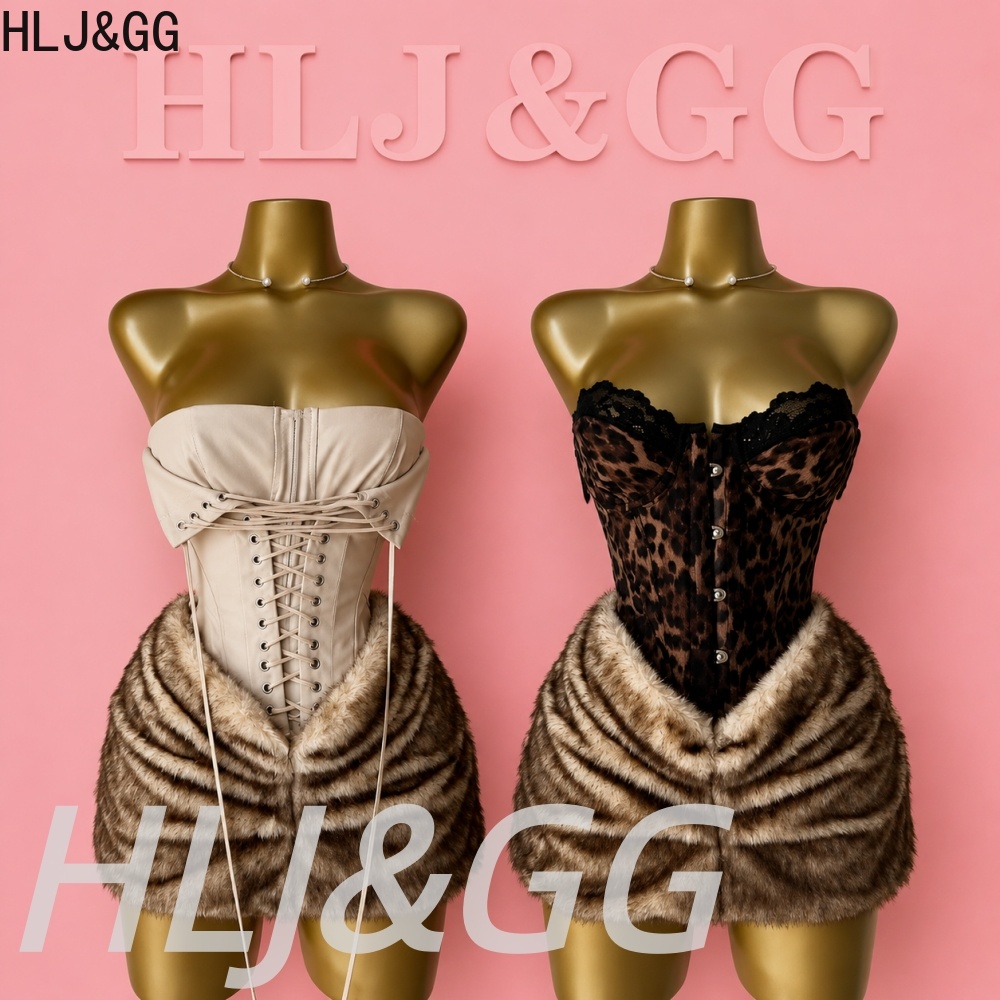Corset Top Boned - HLJ&GG Sexy Leopard Mesh See Through