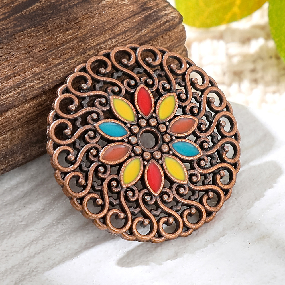 Women Fashion Hub - Vintage koperen bronzen Boheemse emaille ronde